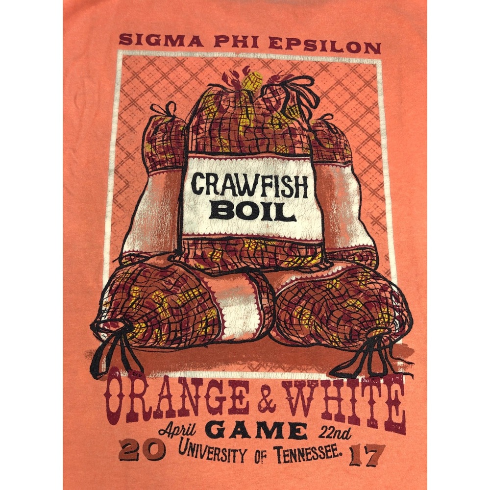 Comfort Colors Sigma Phi Epsilon UT Tennessee‎ Crawfish Boil Pocket Tee Orange M - Picture 6 of 7